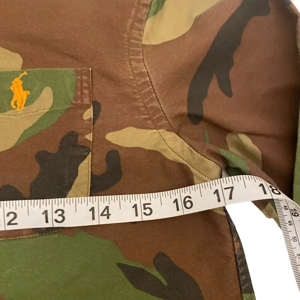 Boys Size Medium (10-12) Ralph Lauren Camo Cotton Oxford Long Sleeve Shirt